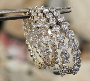 2 Carat Lab Grown Diamond Inside Out Hoop Earrings in 14 Karat Yellow Gold